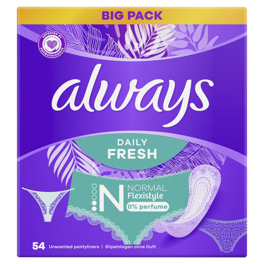 Protège-Slip Daily Fresh Normal  Flexible 0% Parfum ALWAYS le paquet de 54 protège-slip