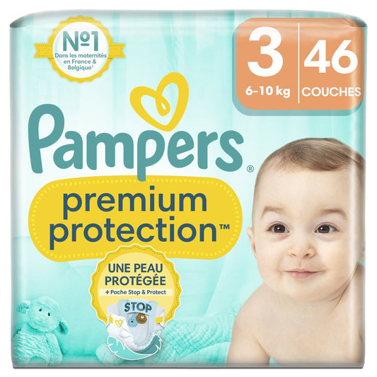 Couches Bébé Premium Protection Taille 3 6kg-10kg PAMPERS