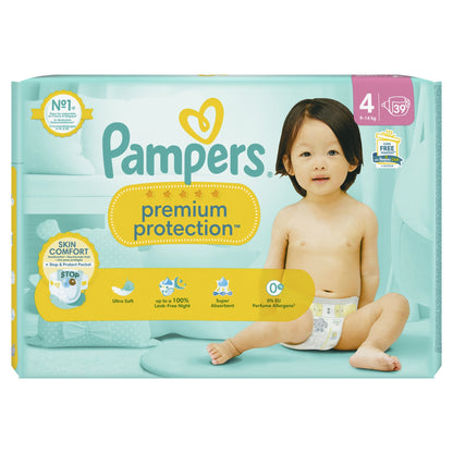 Couches Bébé Premium Protection Taille 4 9kg-14kg PAMPERS
