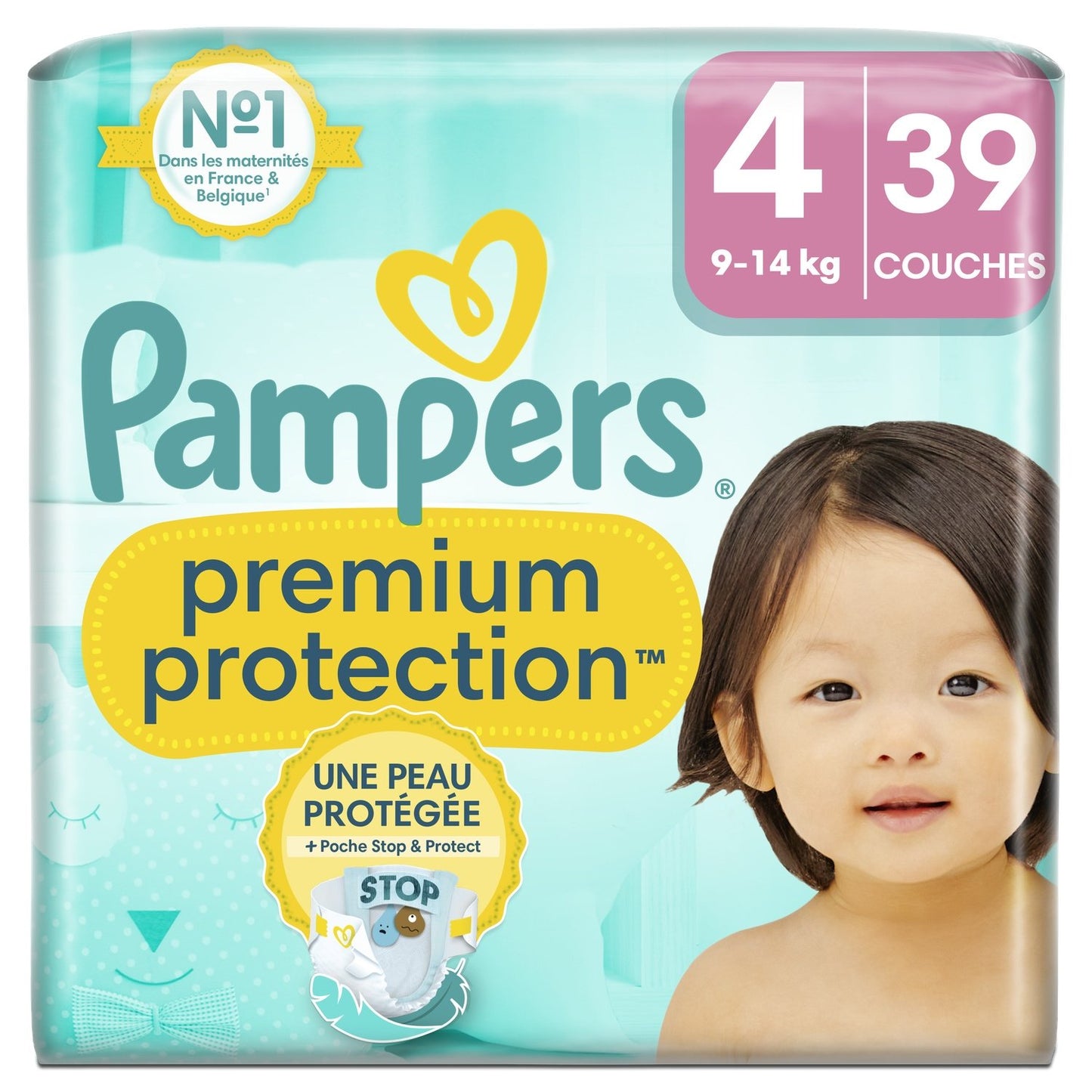 Couches Bébé Premium Protection Taille 4 9kg-14kg PAMPERS
