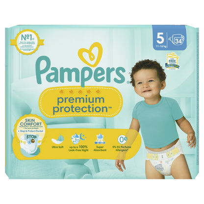 Couches Bébé Premium Protection Taille 5 11kg-16kg PAMPERS