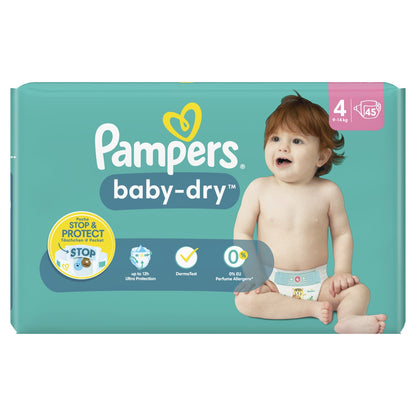 Couches Bébé Baby-Dry Taille 4 9kg-14kg PAMPERS