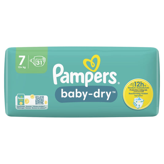 Baby-Dry Baby Diapers Size 7 15kg+ PAMPERS