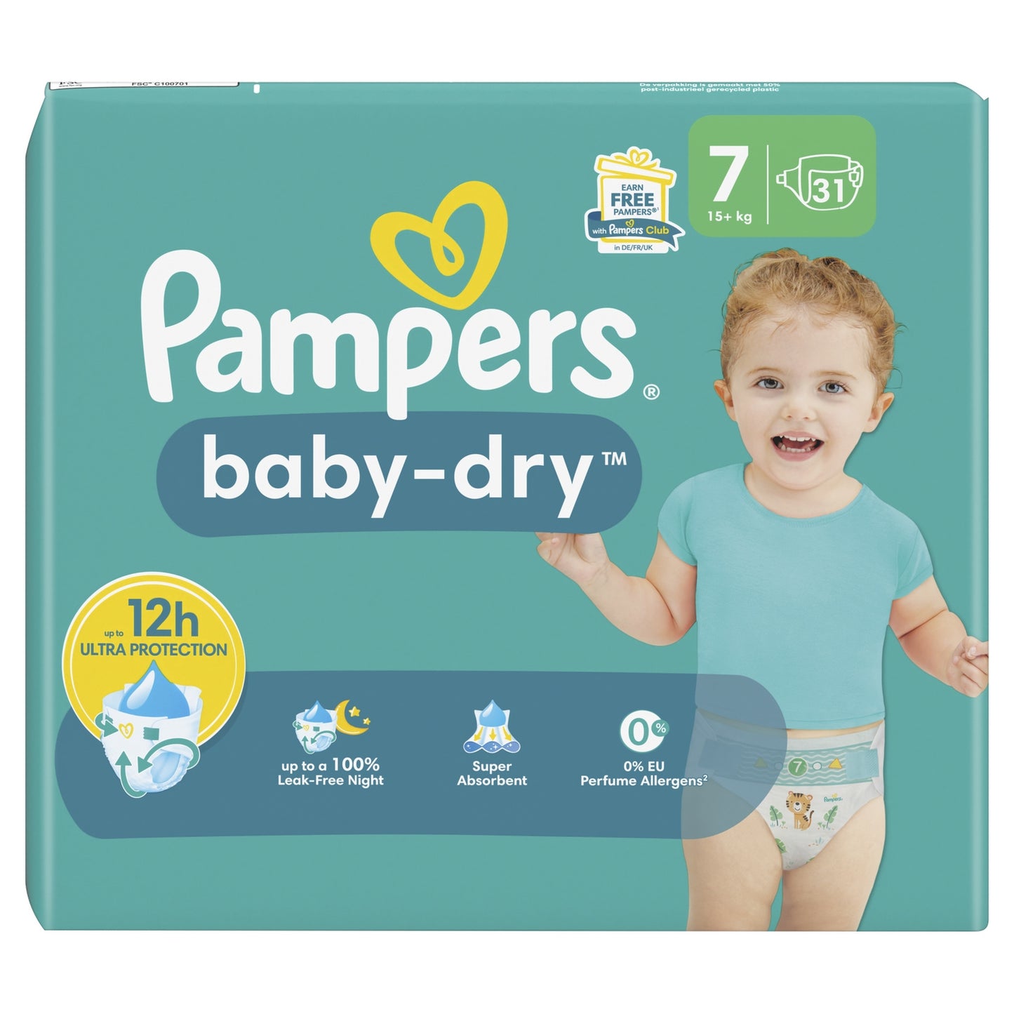 Baby-Dry Baby Diapers Size 7 15kg+ PAMPERS
