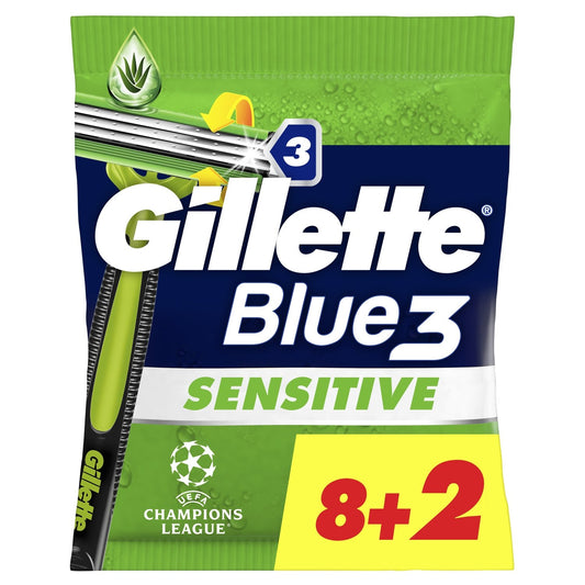 Rasoirs Jetables Blue 3 Sensitive Homme GILLETTE le paquet de 10 rasoirs jetables