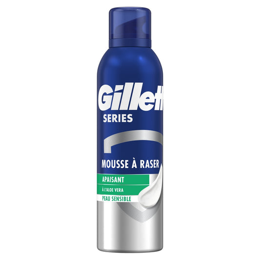 Mousse à Raser Peau Sensible pour Homme Apaisant Aloe Vera Series GILLETTE le flacon de 250mL