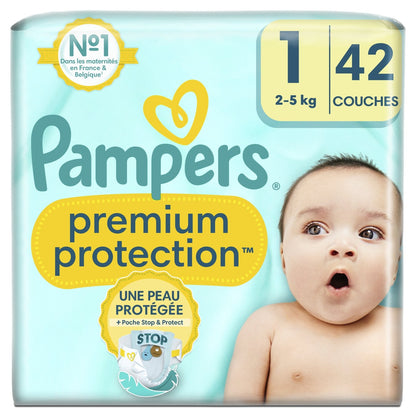 Couches Bébé Premium Protection Taille 1 2kg-5kg PAMPERS