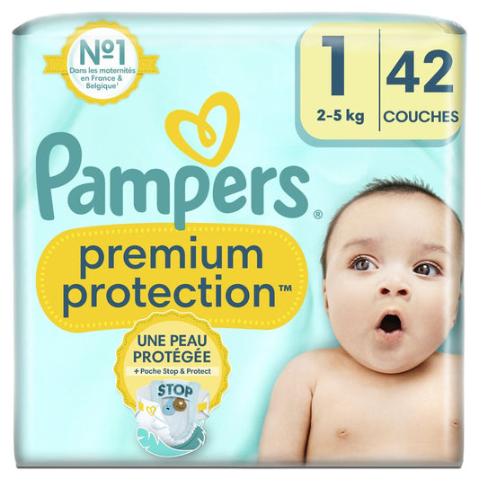 Couches Bébé Premium Protection Taille 1 2kg-5kg PAMPERS