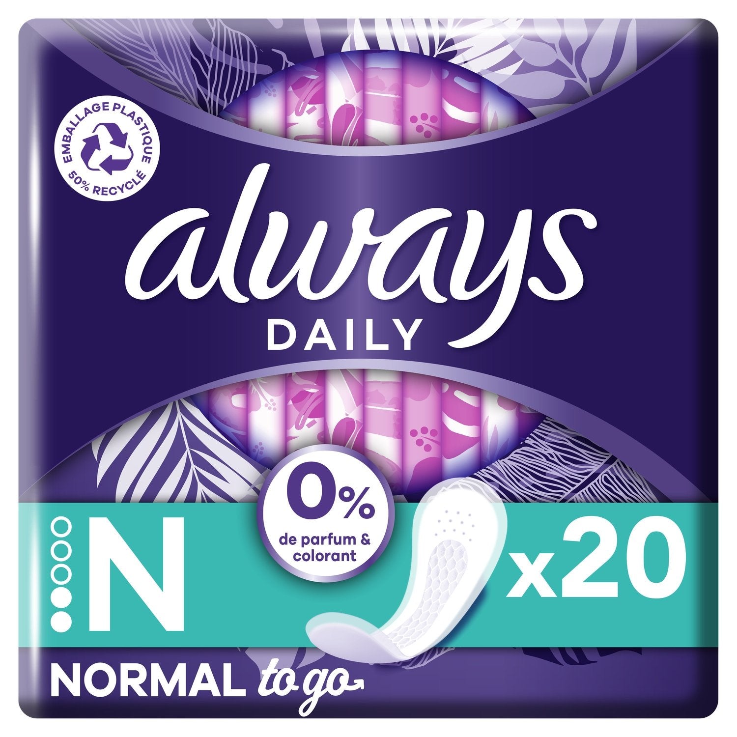 Serviettes Hygiéniques Normal Pochettes Individuelles ALWAYS le paquet de 20