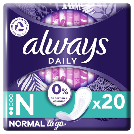 Serviettes Hygiéniques Normal Pochettes Individuelles ALWAYS le paquet de 20