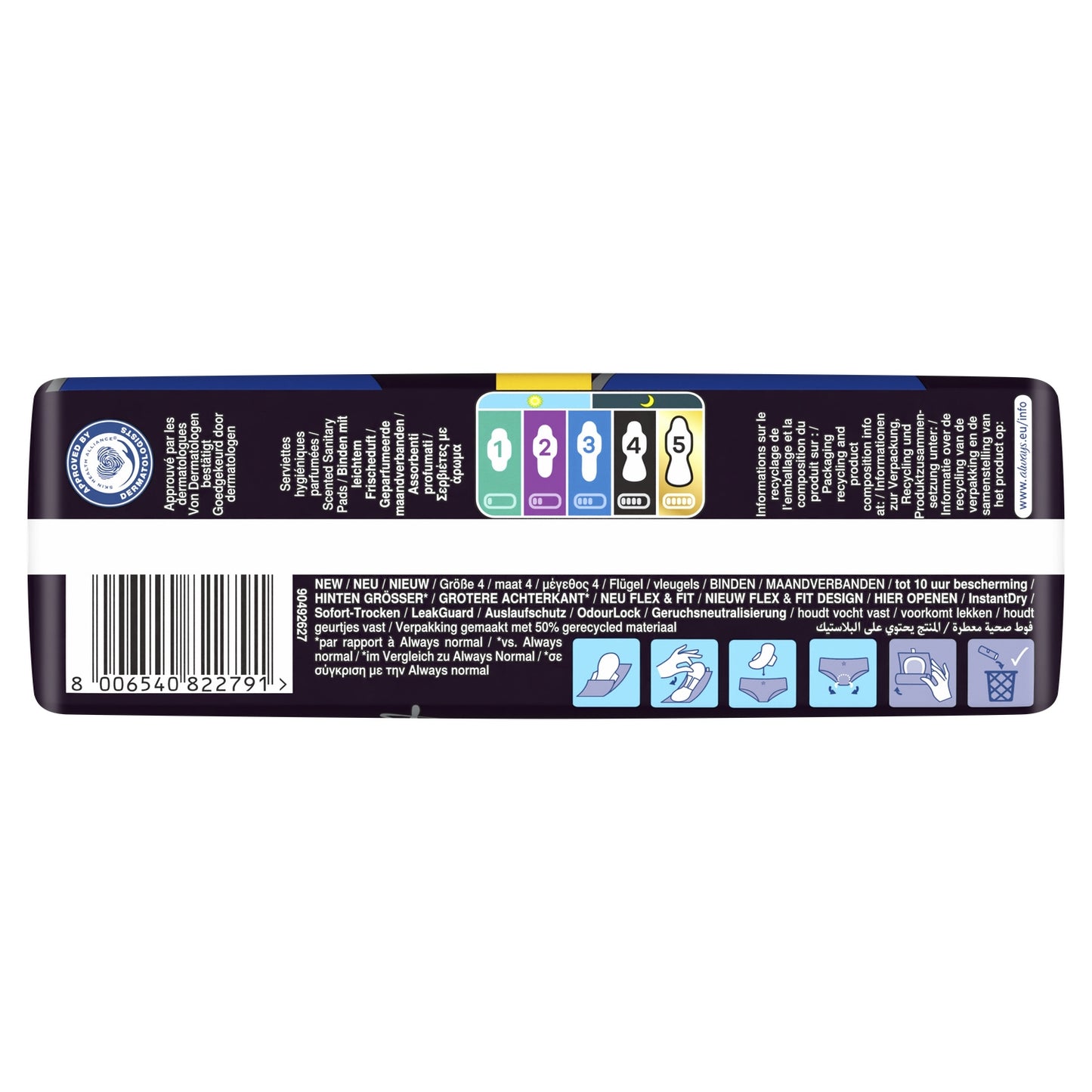 Serviettes Hygiéniques avec Ailettes Nuit Taille 4 Ultra Secure Night Extra ALWAYS 