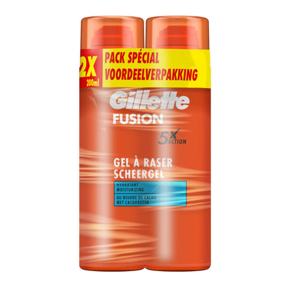 Gel à Raser Peau Sensible Homme Huile d'Amande Douce 5xaction Fusion 5 GILLETTE