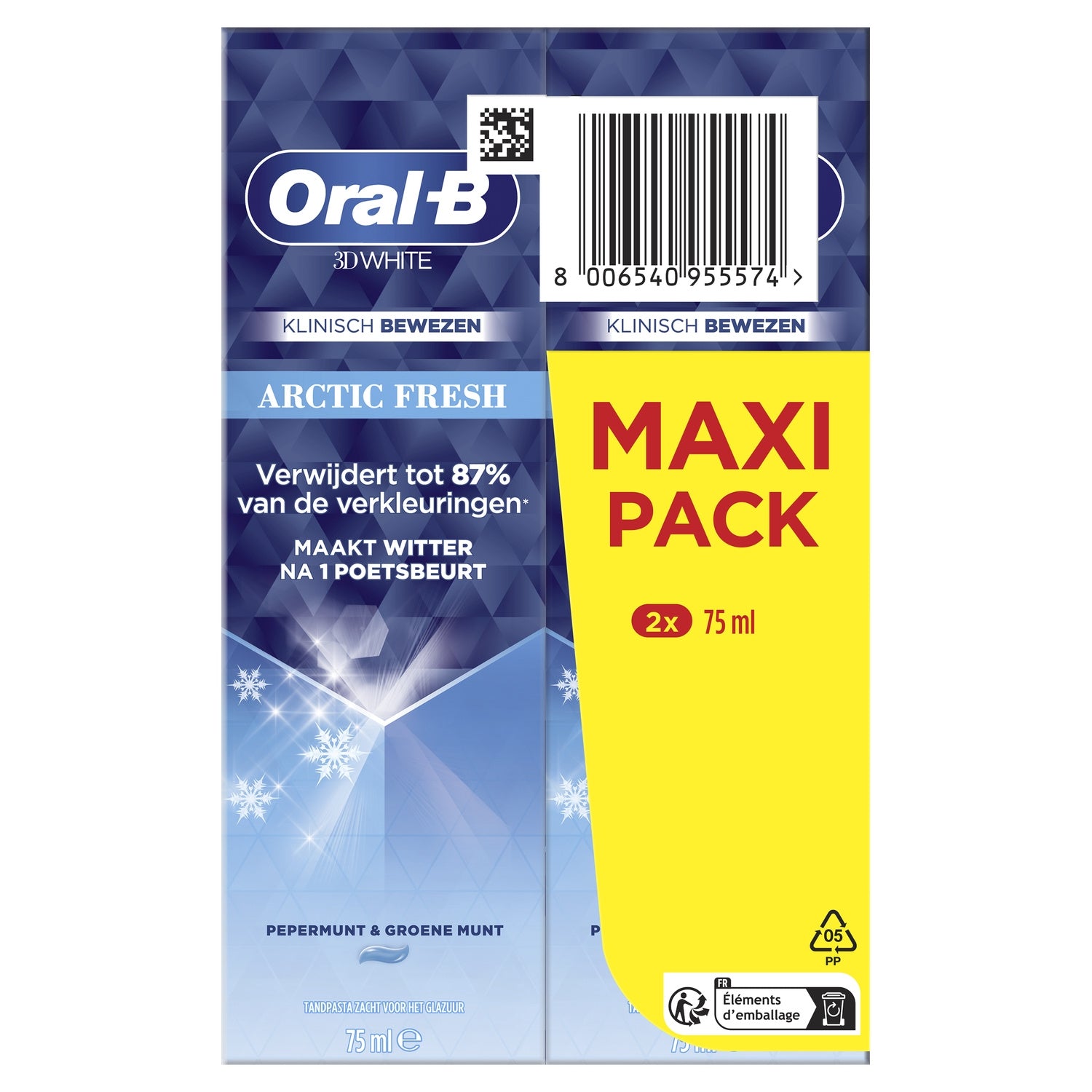 Dentifrice Arctic Fresh Menthe Poivrée Menthe Verte 3D White ORAL-B 