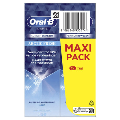 Dentifrice Arctic Fresh Menthe Poivrée Menthe Verte 3D White ORAL-B 