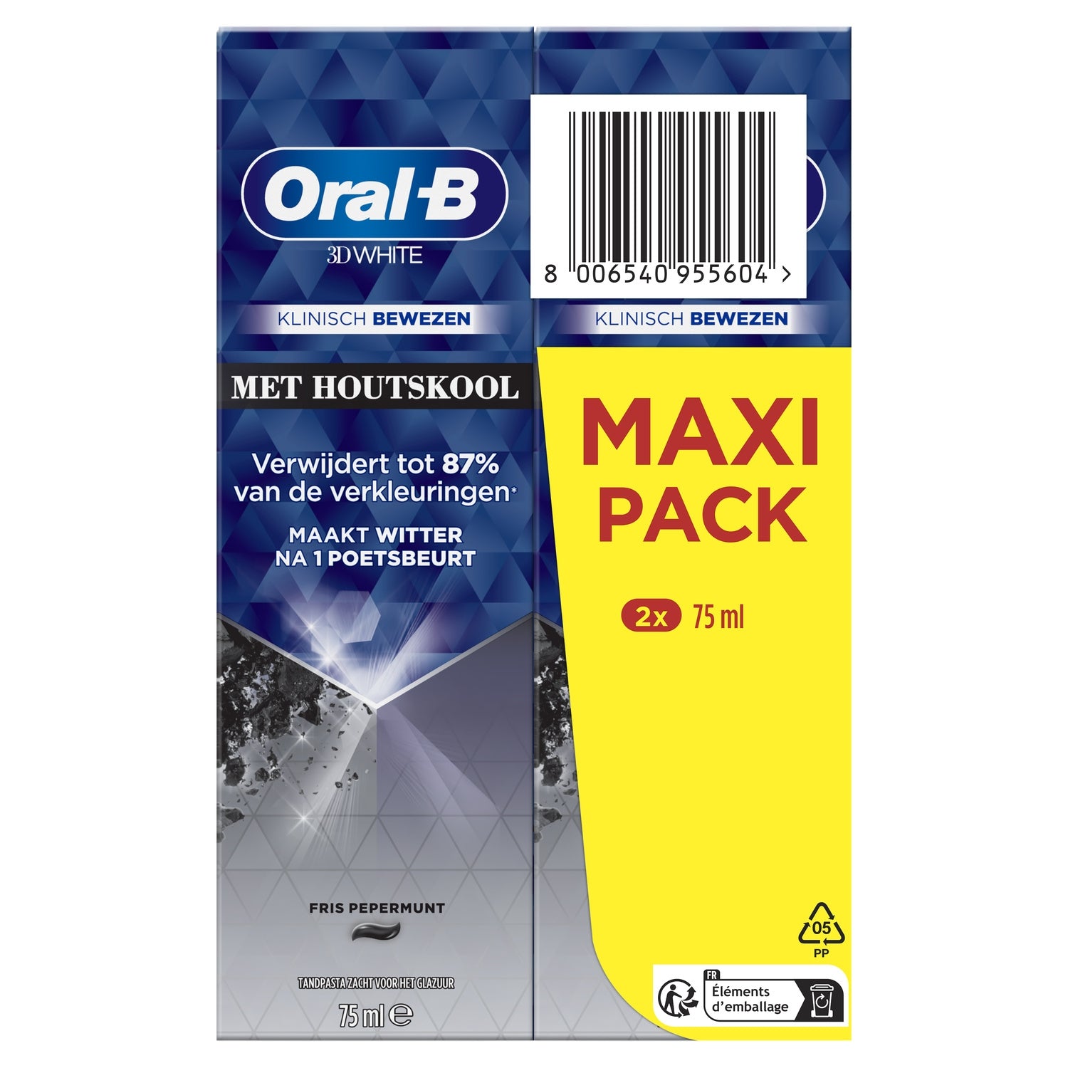 Dentifrice Charbon Fraîcheur Menthe Poivrée 3D White ORAL-B 