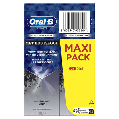 Dentifrice Charbon Fraîcheur Menthe Poivrée 3D White ORAL-B 