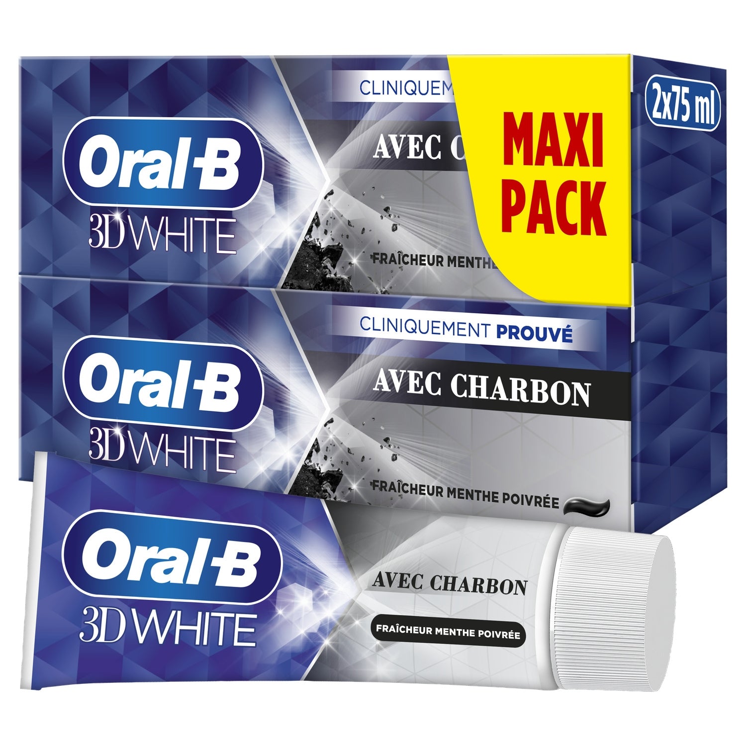 Dentifrice Charbon Fraîcheur Menthe Poivrée 3D White ORAL-B 