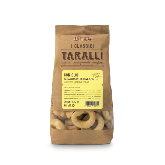 Biscuits Salés Taralli à l'Huile d'Olive Extra Vierge PUGLIA SAPORI le sachet de 250g