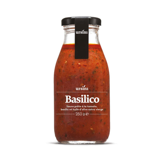Sauce Prête à la Tomate aux Basilic et Huile d'Olive URSINI le pot de 250g