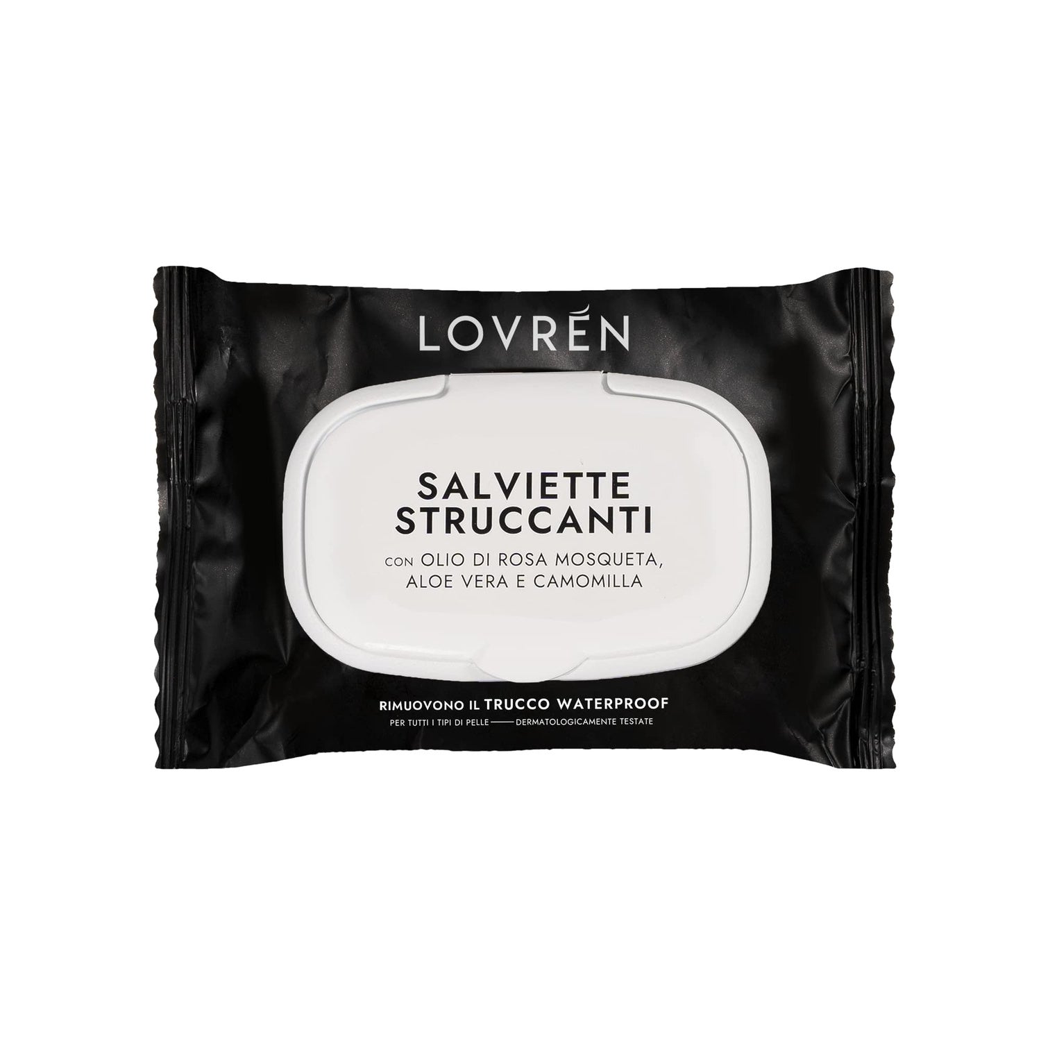Démaquillant Lingettes Waterproof Tous Types de Peau à l'Huile de Rose Musquée Aloe Vera et Camomille LOVREN 