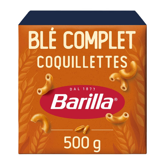 Pâtes Coquillettes Blé Complet Integrale BARILLA la boite de 500 g