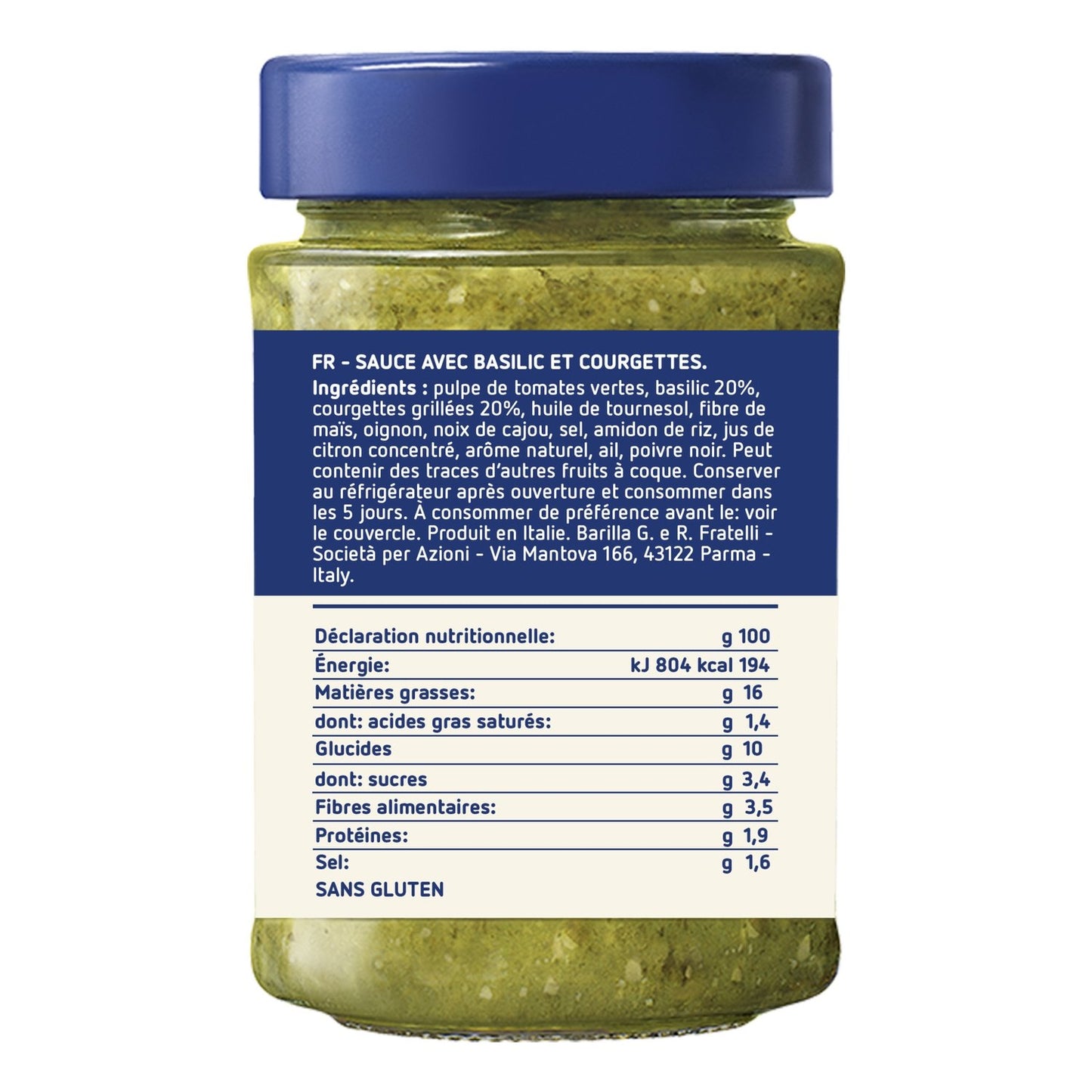 Sauce Pesto Rustico Basilic et Courgette BARILLA