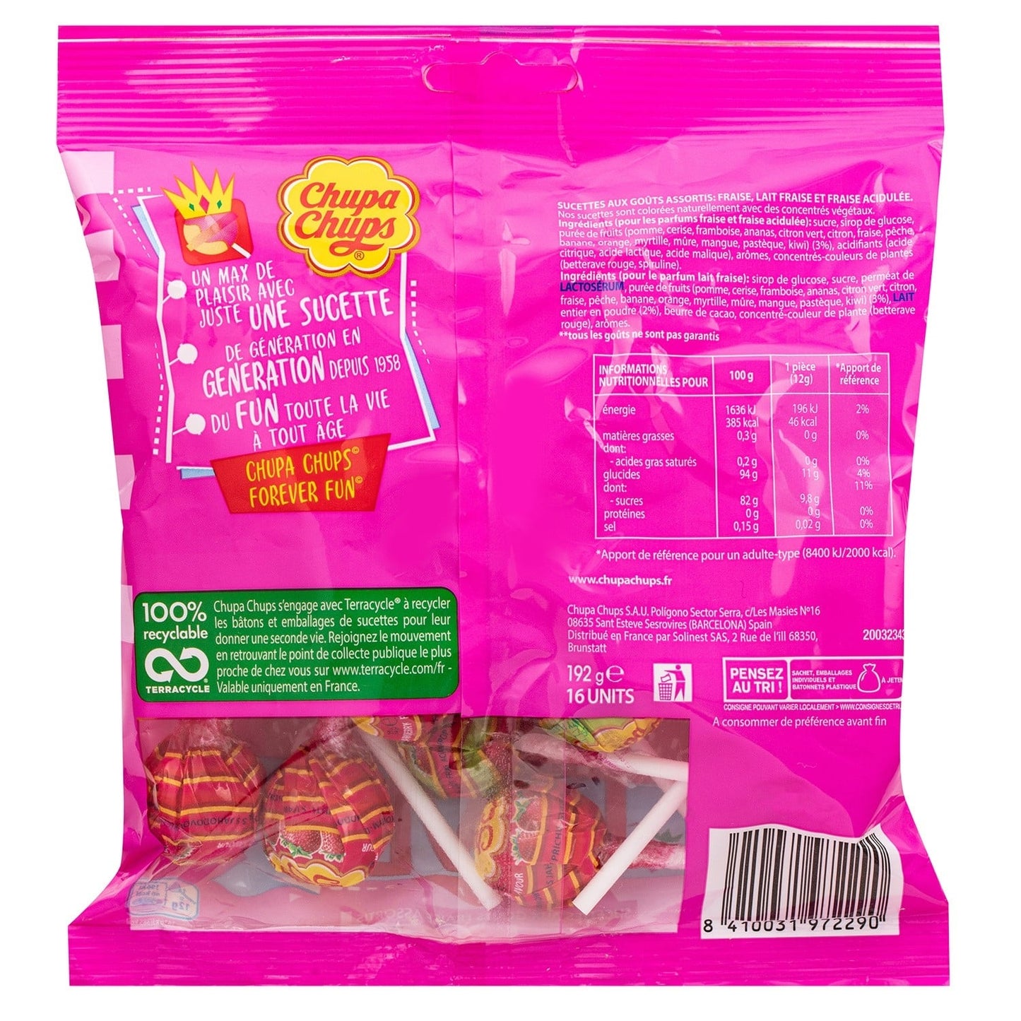 Bonbons Sucettes Fraise Love CHUPA CHUPS 