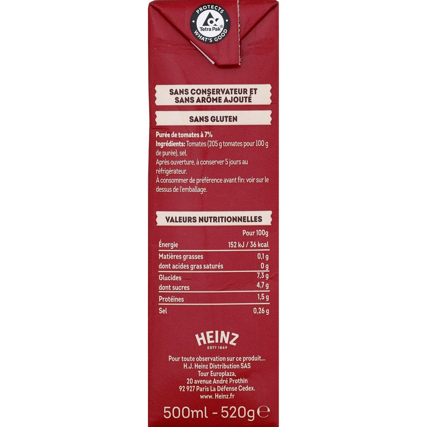 HEINZ 520g Plain Tomato Puree
