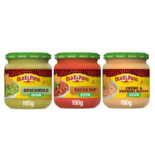 Sauce Trio Salsa, Poivrons Rouges & Guacamole OLD EL PASO les 3 pots de 190g