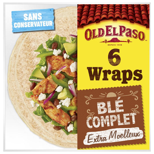 Wraps de Blé Complet OLD EL PASO le paquet de 6 - 350g