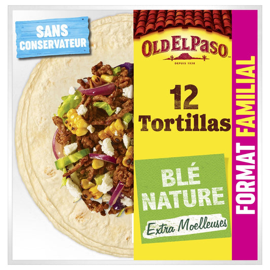 Tortillas de Blé Nature Format Familial OLD EL PASO le paquet de 12 - 489g