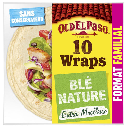 Wraps de Blé Nature Format Familial OLD EL PASO le paquet de 10 - 580g
