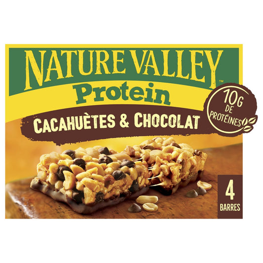 Barres Céréales Protéinées Cacahuètes et Chocolat Sans Gluten PROTEIN NATURE VALLEY la boite de 4 - 160g