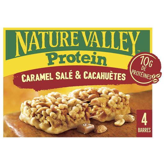 Barres Céréales Protein Caramel Salé et Cacahuètes NATURE VALLEY la boite de 4 - 160g