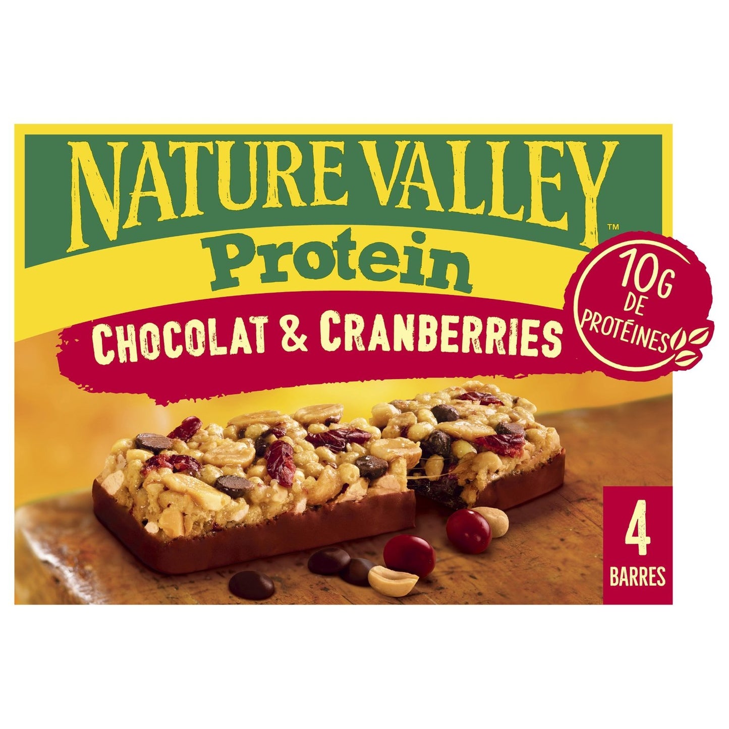 Barres Céréales Protein Chocolat et Cranberries Sans Gluten NATURE VALLEY