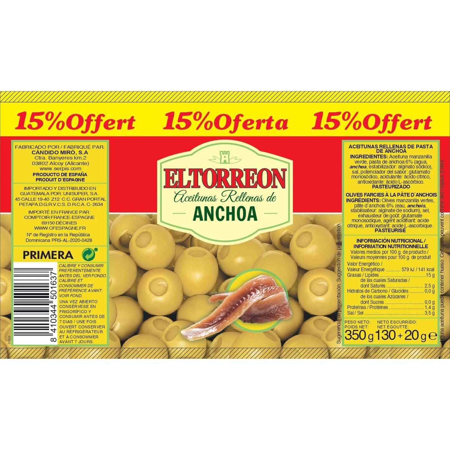 Olives aux anchois EL TORREON 