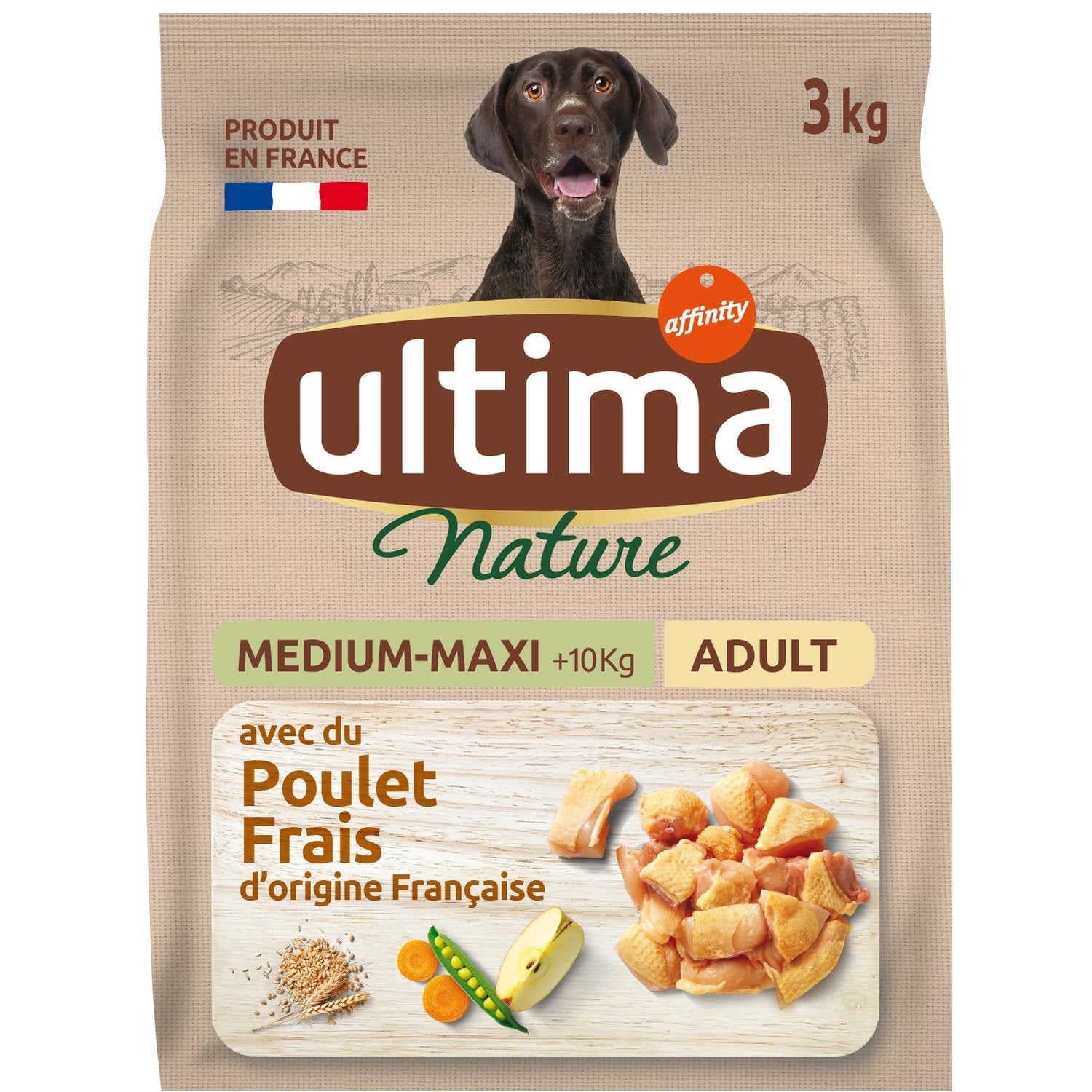 Croquettes pour Chien Adulte Medium Maxi +10kg Poulet ULTIMA Le sac de 3kg