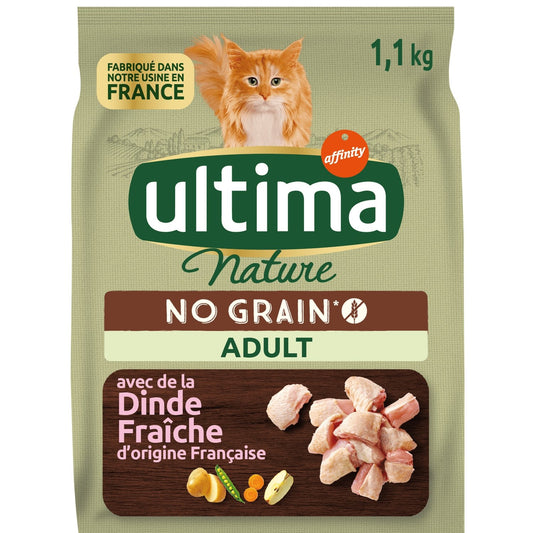 Croquettes pour Chat Adulte Sans Céréales Dinde ULTIMA NATURE Le sac d'1,1kg