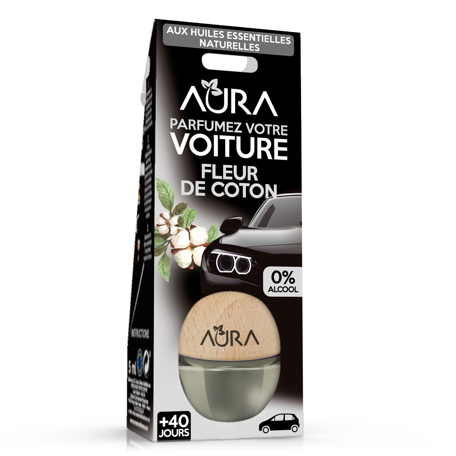 Diffuseur Voiture sans Alcool Fleur de Coton AURA 