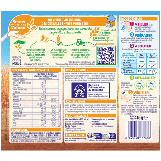 Baby Cereals From 6 Months, Powdered 5 Cereals Vanilla P'TITE CEREALE