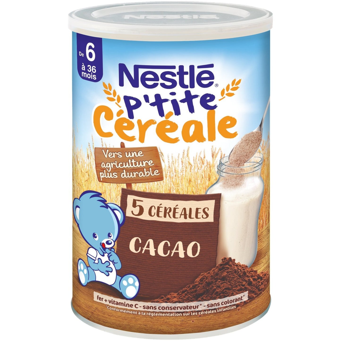 Céréales Bébé Dès 6 Mois,en Poudre 5 Céréales Cacao P'TITE CEREALE
