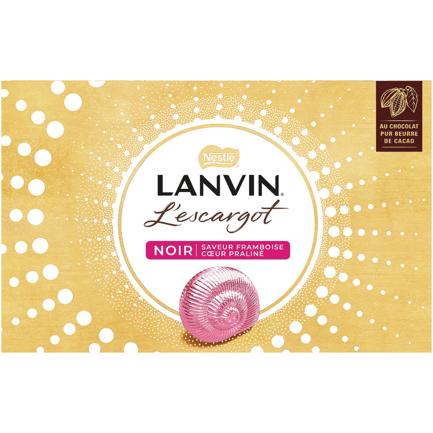 LANVIN Dark Chocolate Filled with Raspberry Praline Snail Flavor