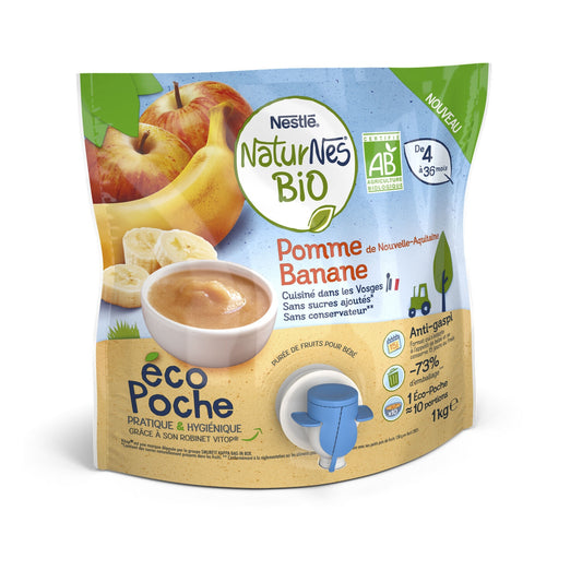 Compote de Fruits de 4 Mois à 36 Mois, Pomme Banane Bio NESTLE NATURNES