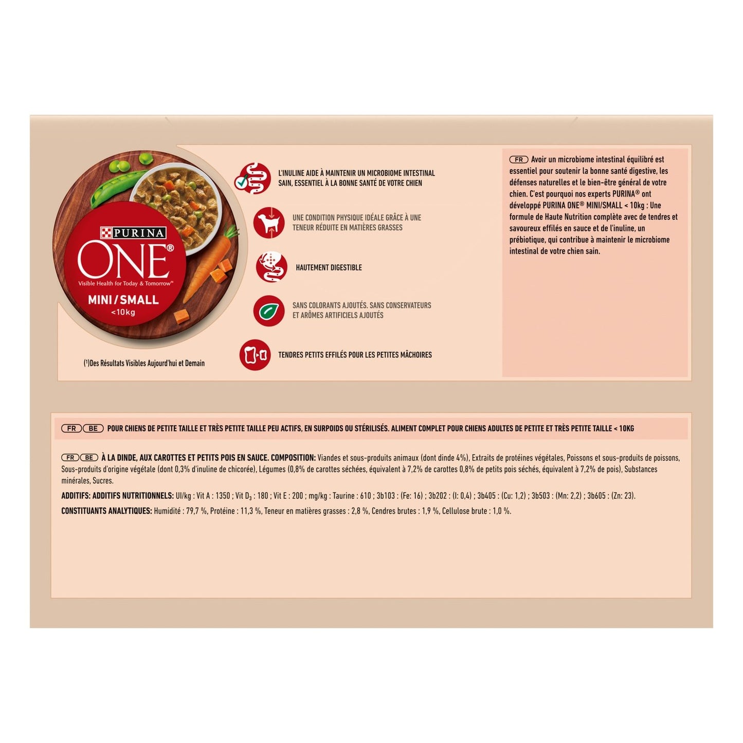 Pâtée pour Chien Adulte Petit < 10kg Microbiome Dinde PURINA ONE