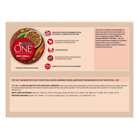 Pâtée pour Chien Adulte Petit < 10kg Microbiome Dinde PURINA ONE