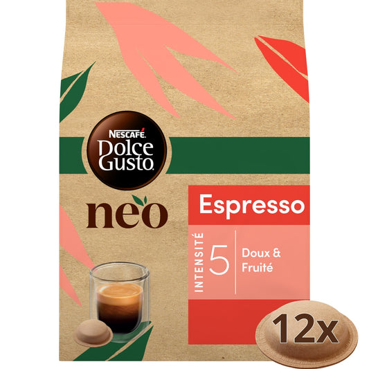Café Dosettes Espresso Intensité 5 NESCAFE DOLCE GUSTO NEO la boîte de 12 dosettes