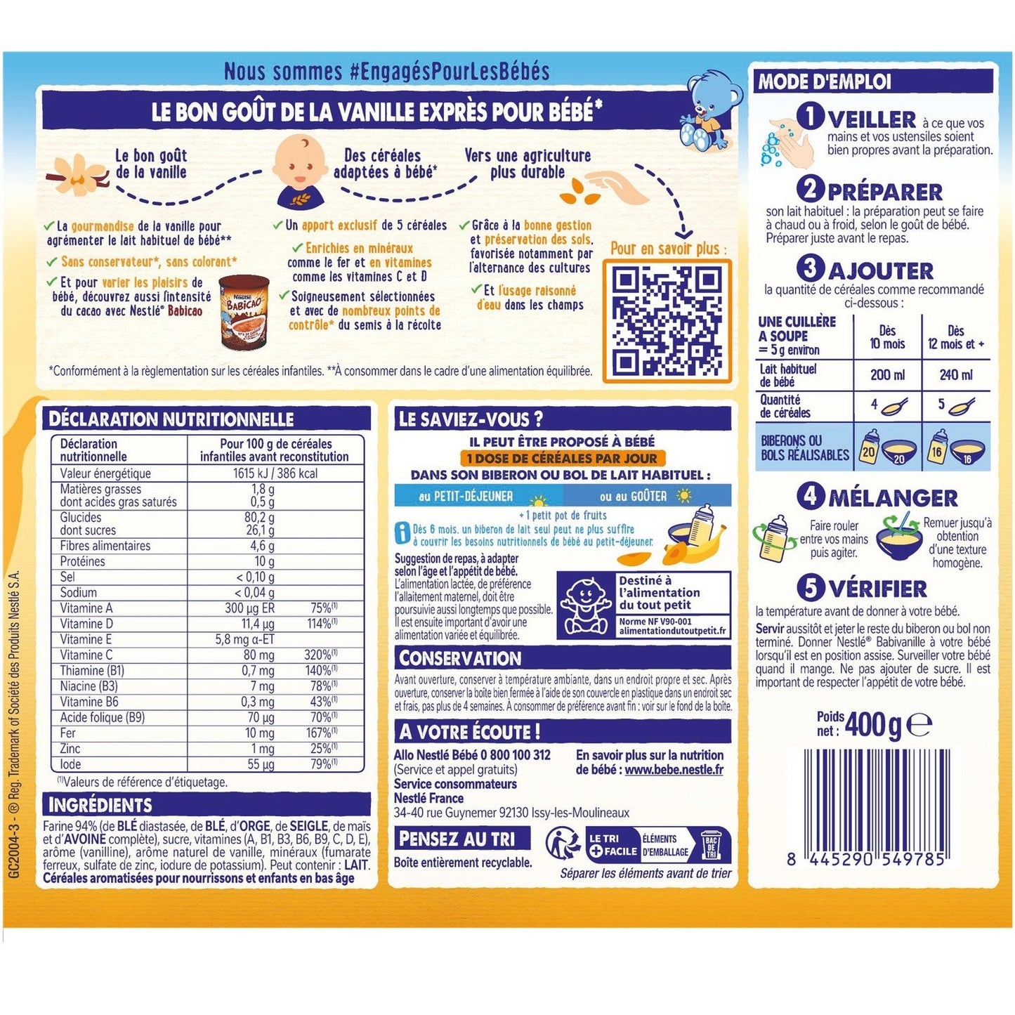 Baby Cereals From 10 Months Vanilla Babivanille NESTLE