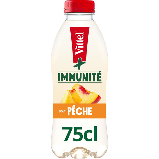 Eau Plate Aromatisée Immunité Pêche VITTEL la bouteille de 75cl