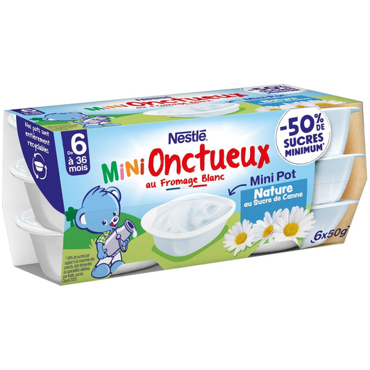 Dessert Bébé Dés 6 Mois, Nature au Sucre de Canne NESTLE 6 pots de 50g