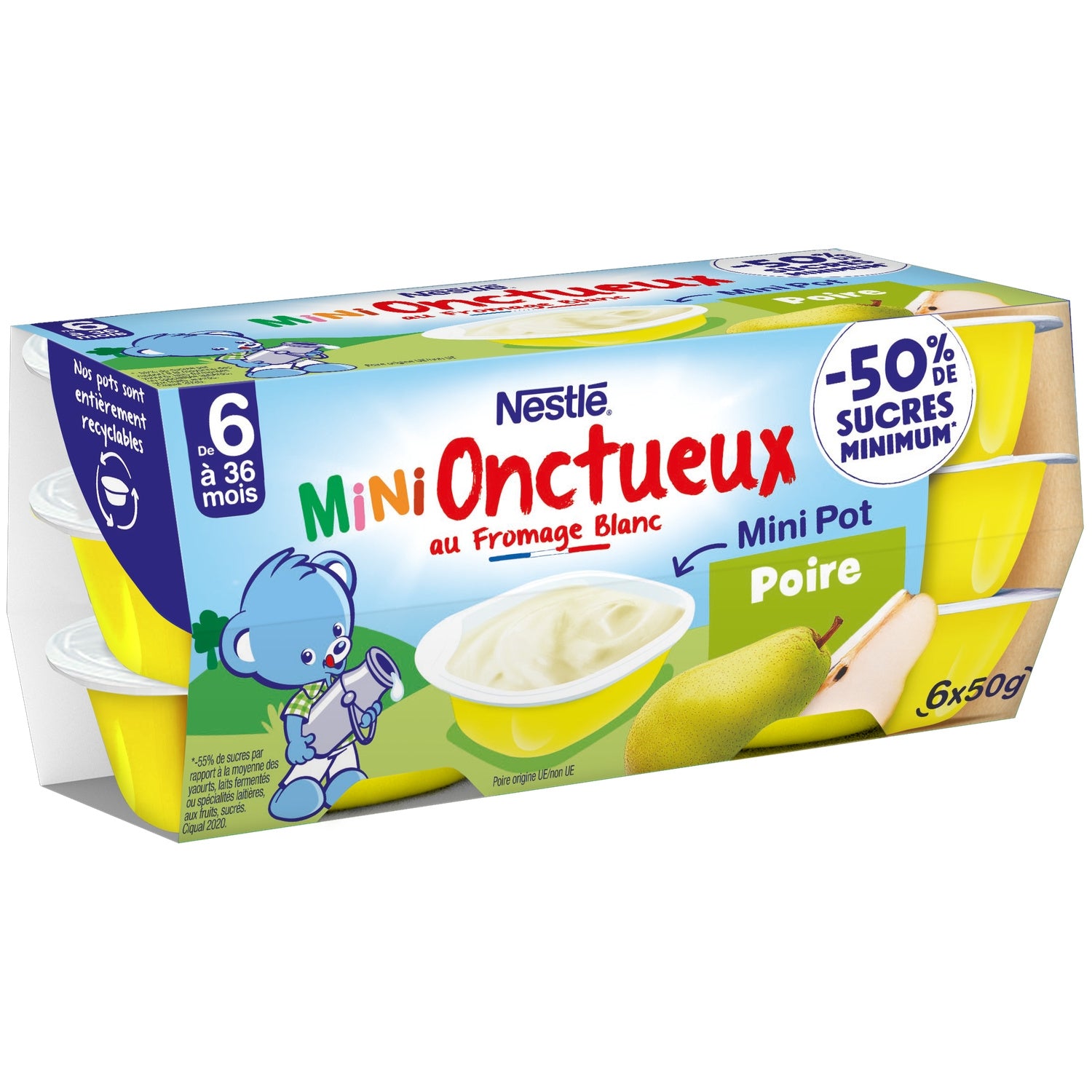 Dessert lacté bébé dès 6 mois Poire Croissance P'tit Onctueux NESTLE 